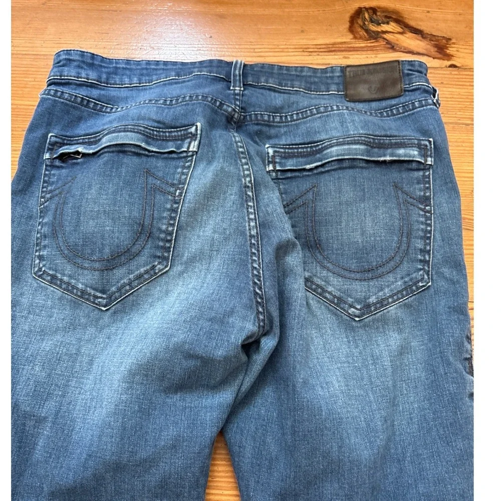 True Religion Mick Jeans Mens Blue Moto‎ Slouchy Skinny Ankle Zip SIZE 34